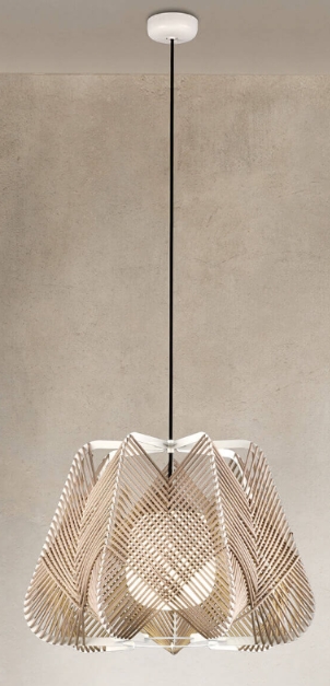 Hvit takfeste og lampestruktur. Tekstil farge i Mazapan / Stone